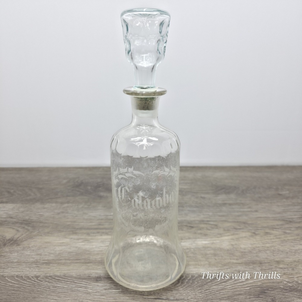 Rare Antique Glass Liquor Decant Bottle -  "Catawba" - 12"